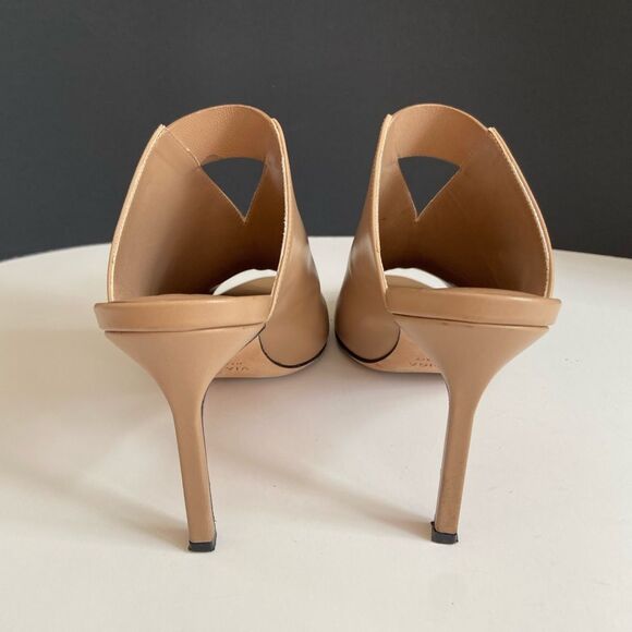 Via Spiga Leather Tan Slip on high heels, open toes sandals 6.5M - Picture 8 of 8